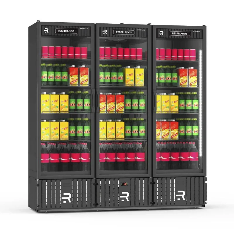 Expositor Vertical Resfriados Refrimate 1200 Litros 3 Portas Preto 220V VCM3PB