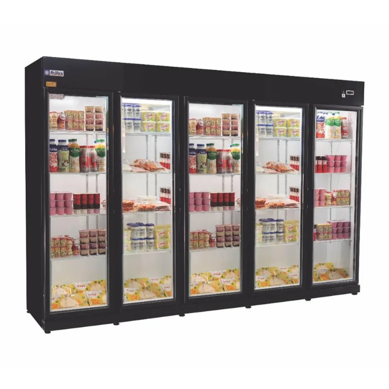 Expositor Auto Serviço Refrigerados Frilux 5 Portas Preto e Branco Vidro Duplo 127V RF-024