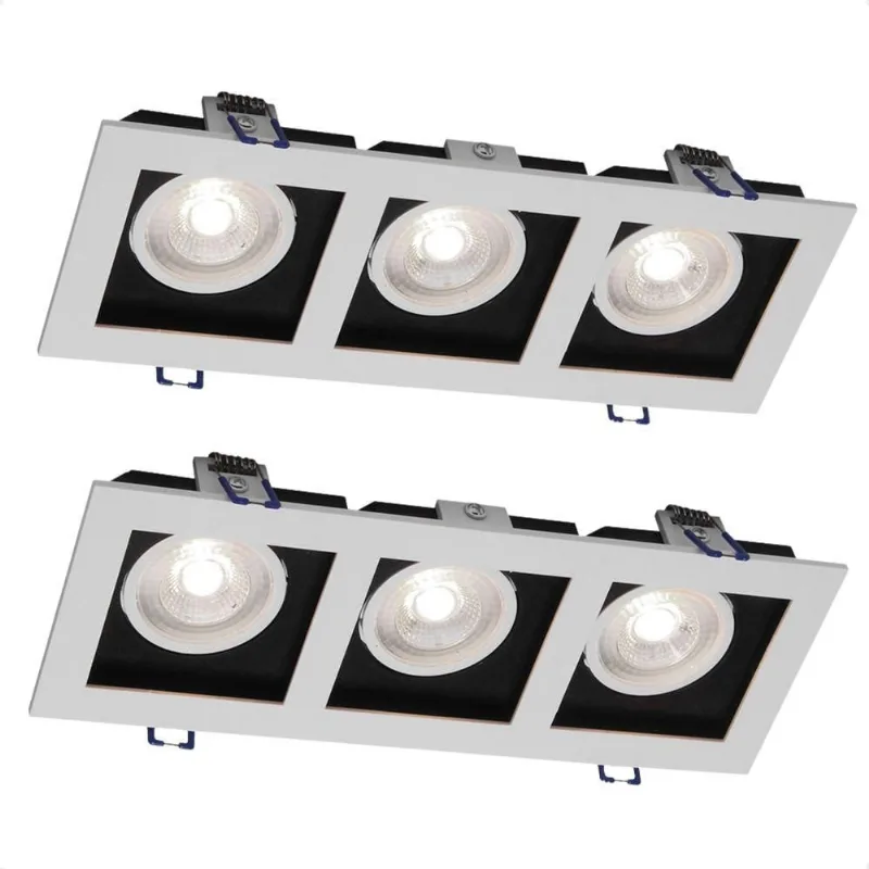 Kit 2 Spot Quadrado Led Recuado Triplo 15W 6500K Branco Frio Bivolt Taschibra