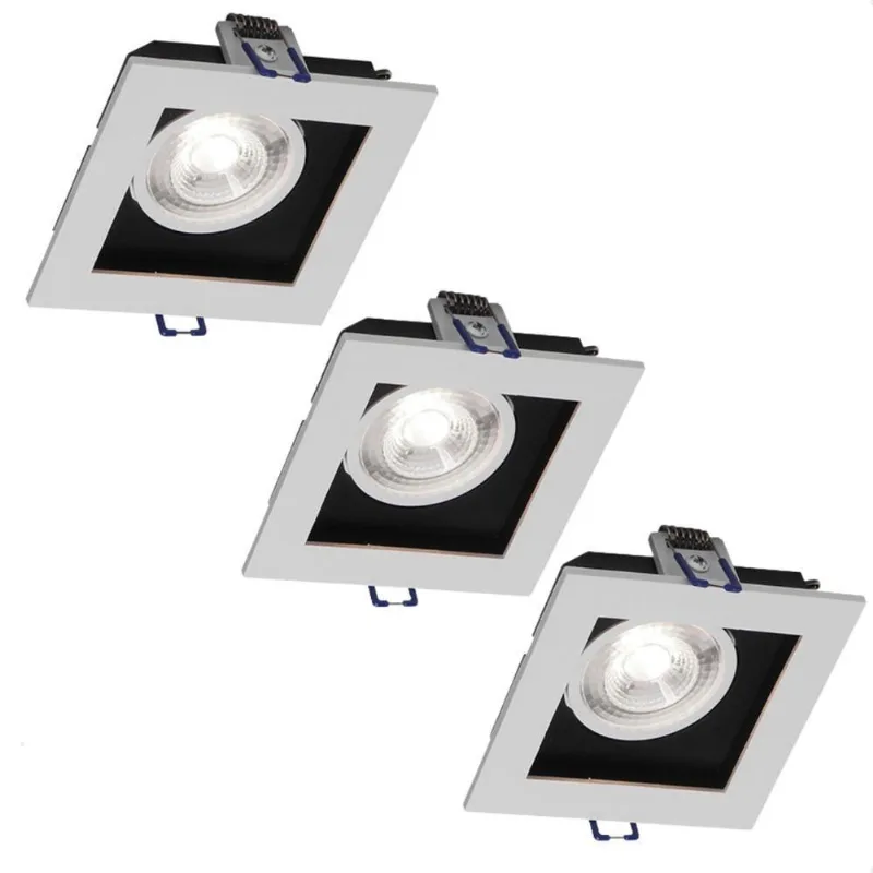 Kit 3 Spot LED Frame 5W Embutir 6500K Branco Frio Bivolt Taschibra
