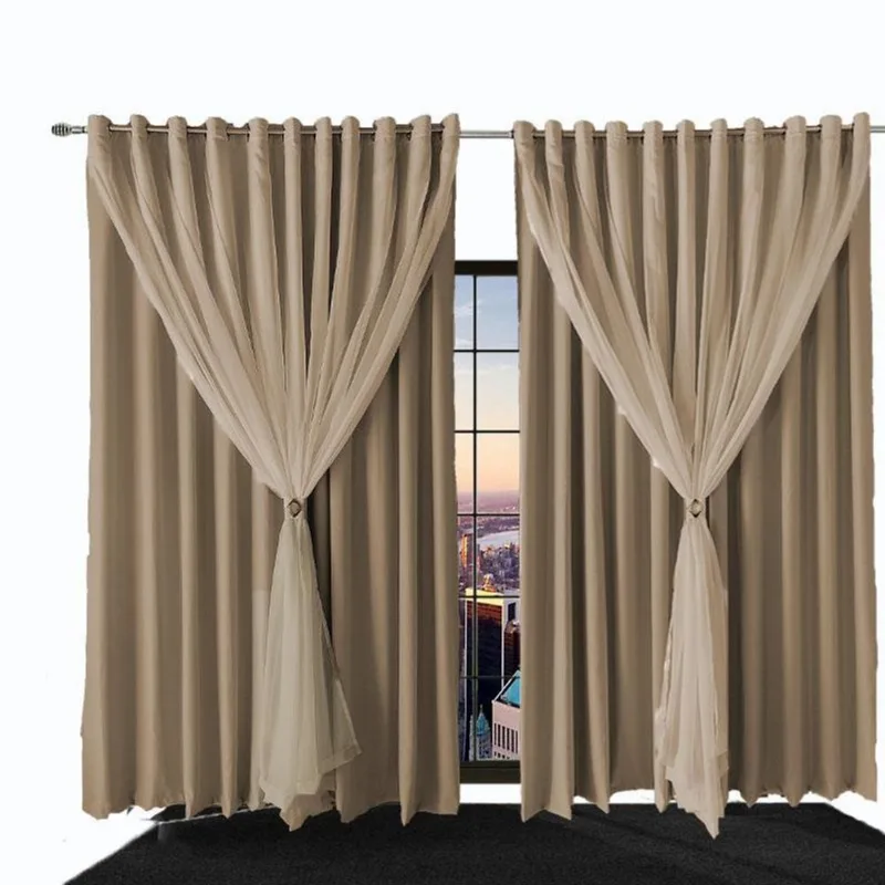 Cortina Blackout Bia Corta Luz 2,10 X 1,90 Quarto Bege