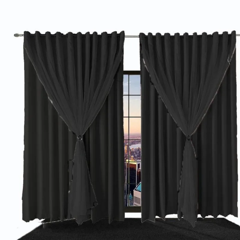 Cortina Blackout Bia Corta Luz 2,10 X 1,60 Quarto Preto