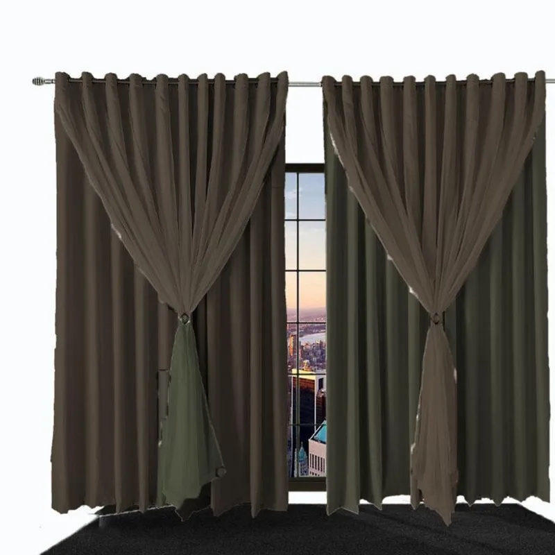 Cortina Para Sala E Quarto Blecaute Bia 8,90 X 2,30 Marrom