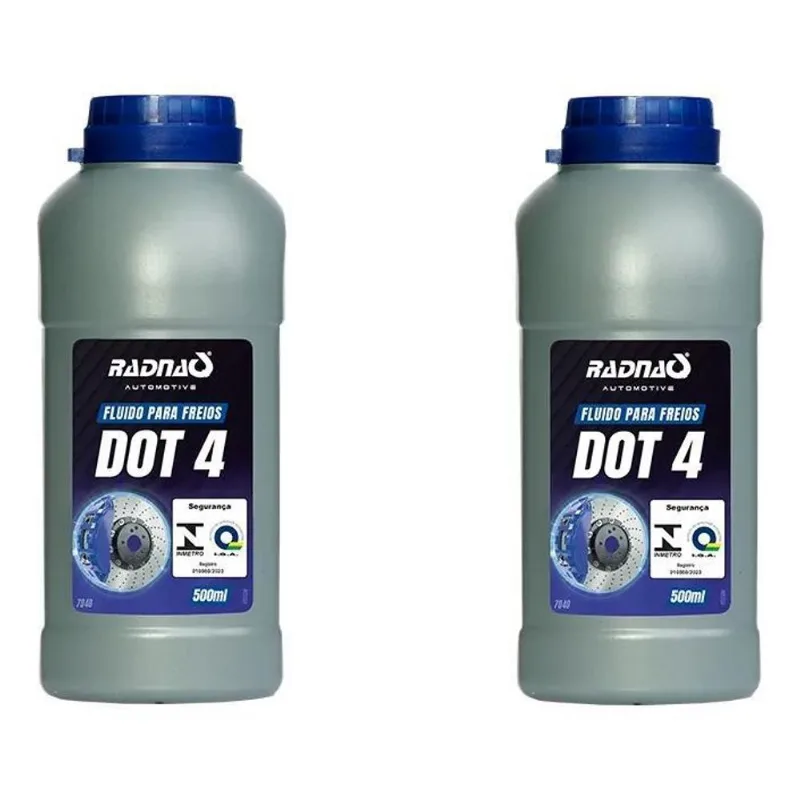 Kit 2 Fluído Óleo De Freio Dot 4 Radnaq 500ml