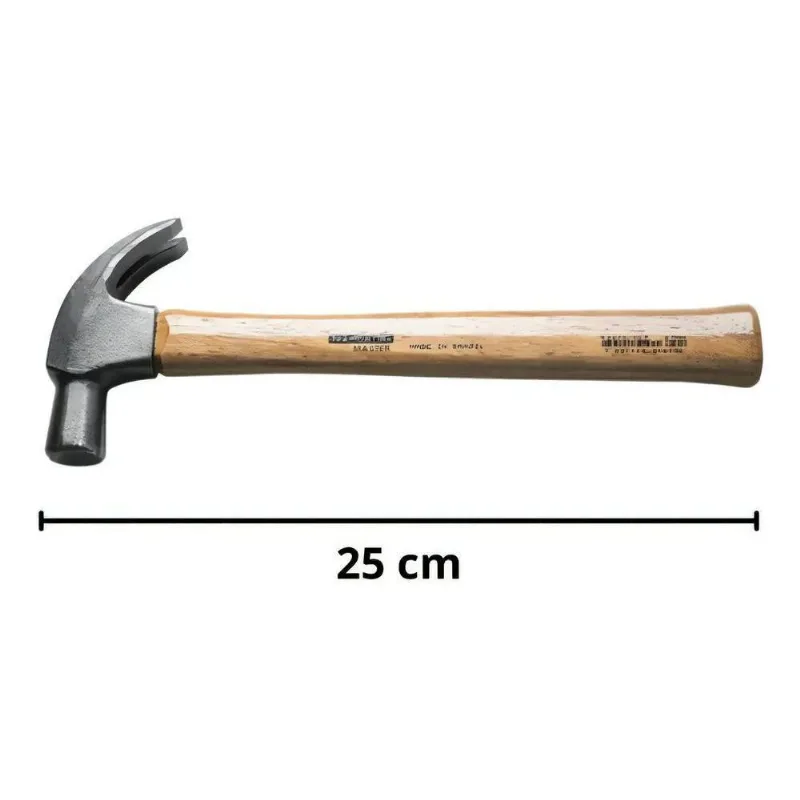 10x Martelo Unha 18 Mm Com Cabo Madeira Envernizada - Tramo