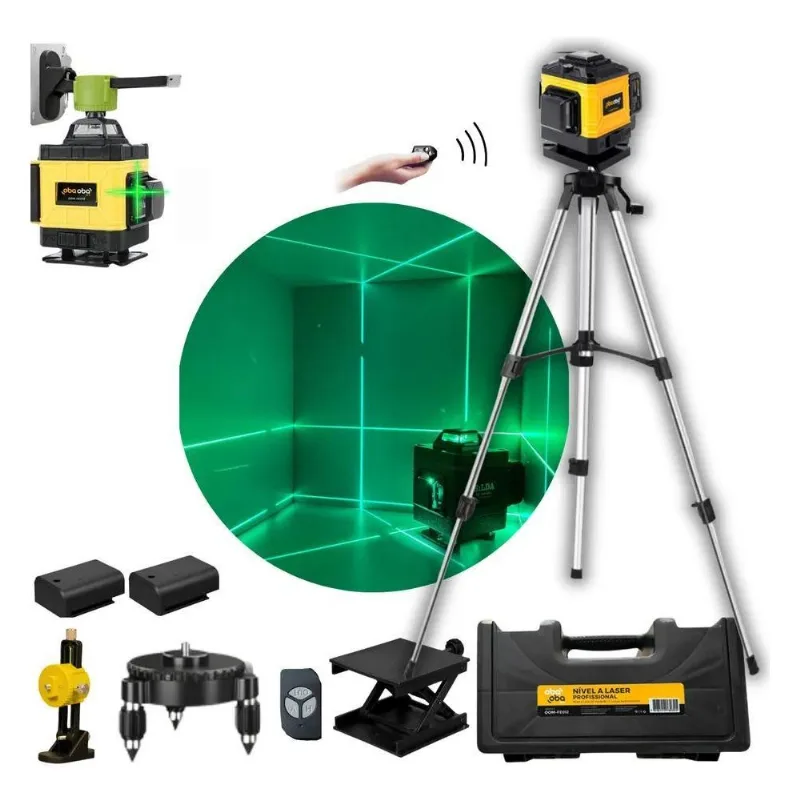 10x Nível A Laser 360o Verde 12 Linhas 3d Com Tripé Profiss