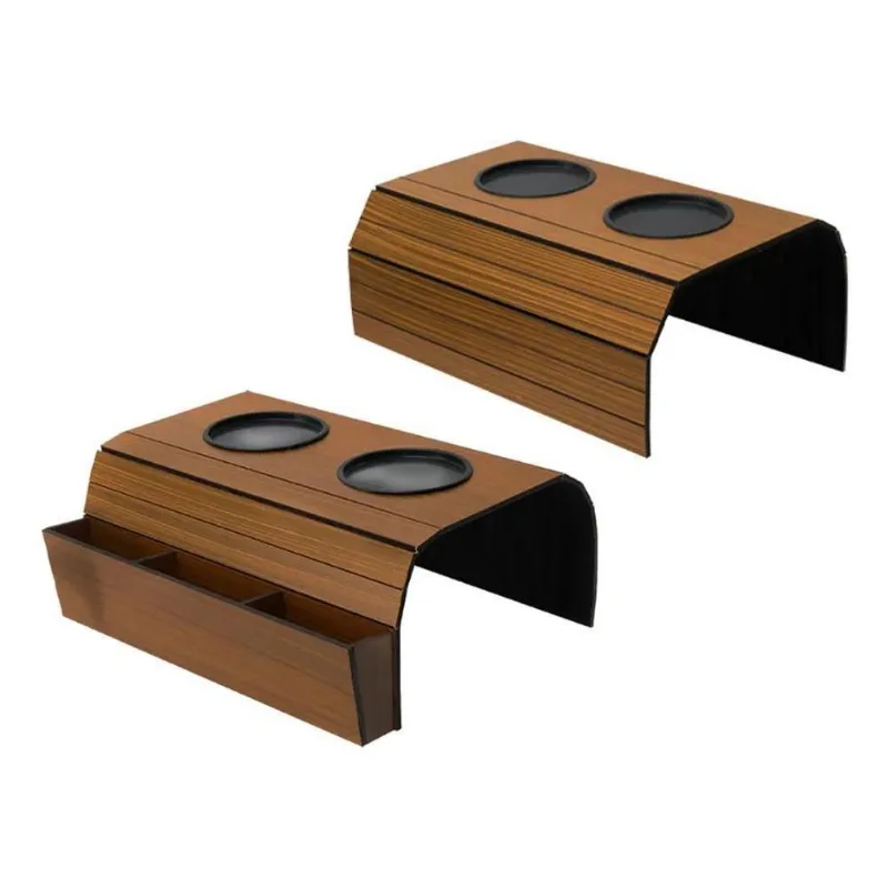 Kit 2 Bandejas Sofá: Porta Controle E Copos - Org - Caramelo