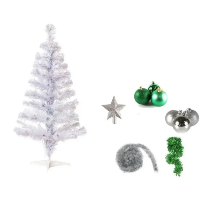 Árvore De Natal Branca Efeites 2,10 Cm 450 Galhos 6 Itens