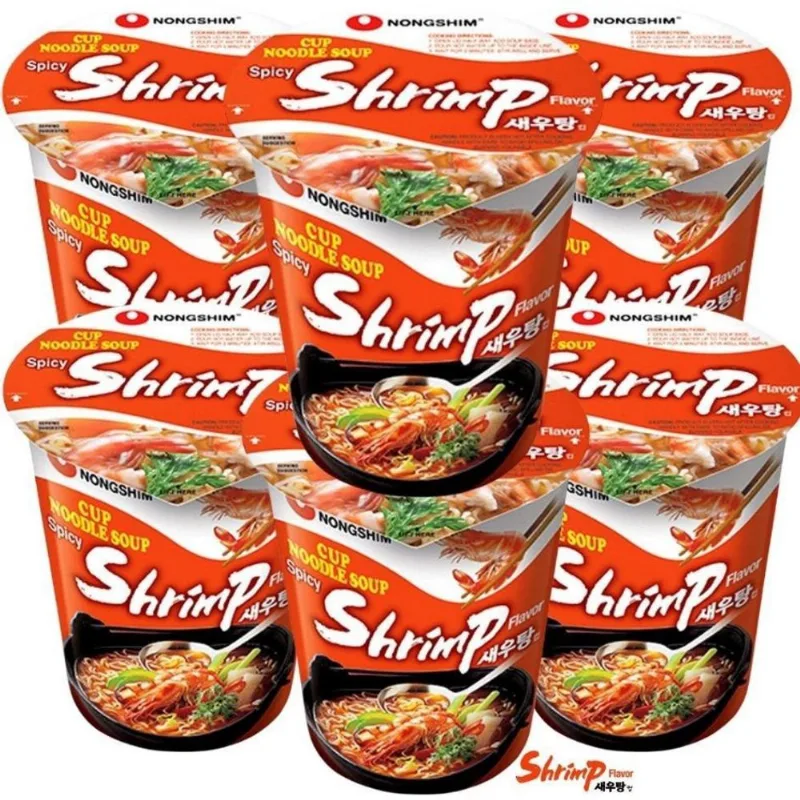 Kit 6 Lamen Coreano Shrimp Camarão Copo Spicy Noodle 67G
