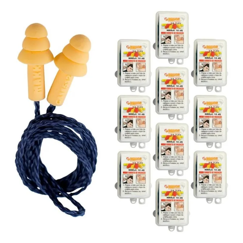 10x Maxxi Royal Kit 10 Protetor Auricular Plug Silicone 18db