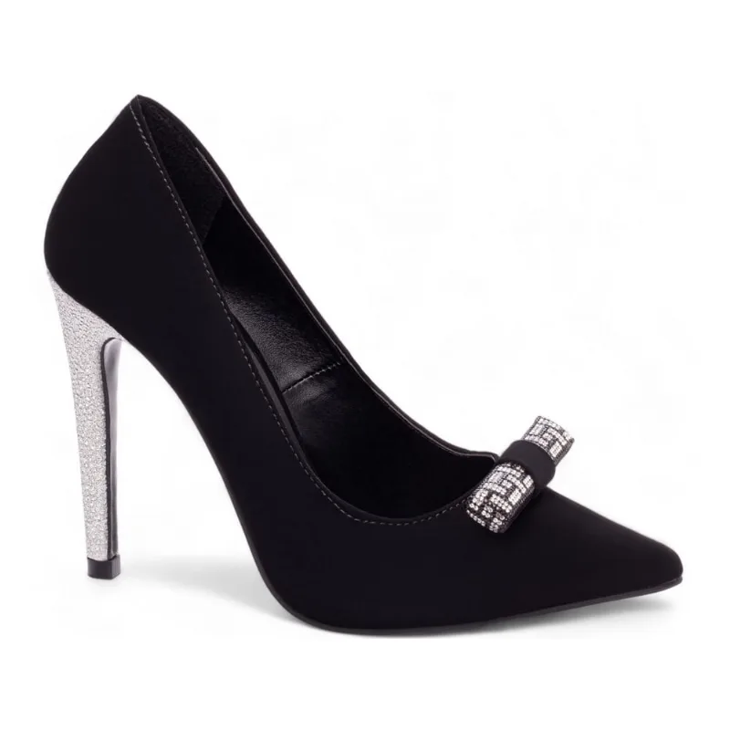 Sapato Scarpin Salto Alto Stiletto Bico Fino Feminino 12 cm Nobuck Preto Torricella