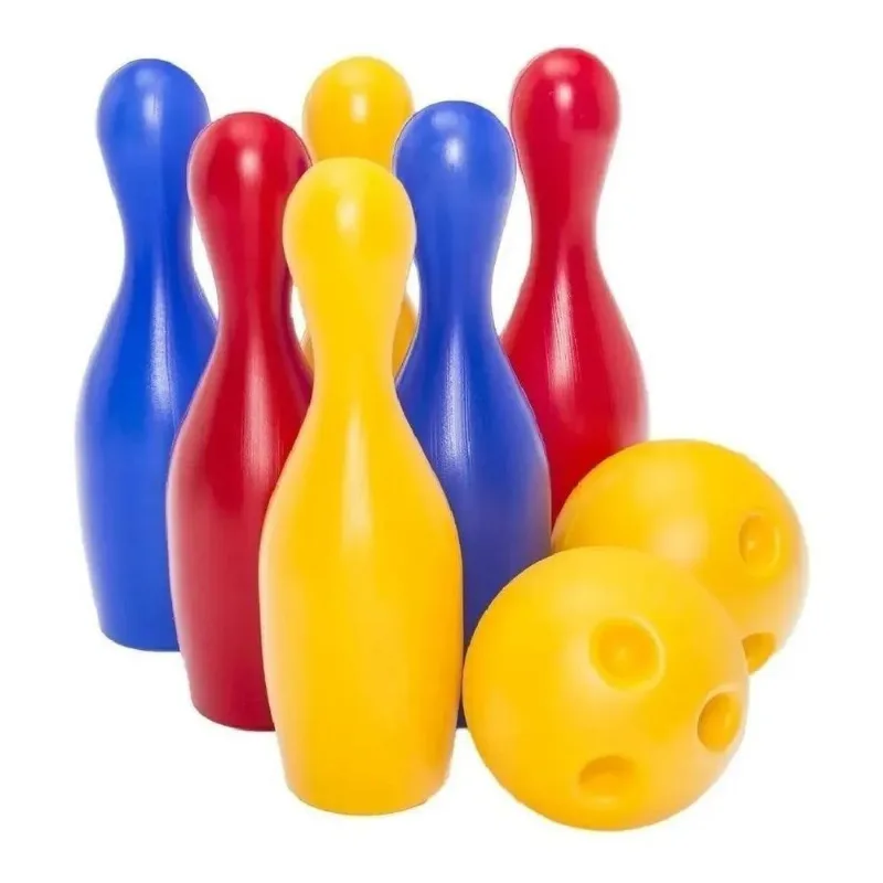 3x Jogo De Boliche Infantil Brinquedo 6 Pinos 28cm + 2 Bolas