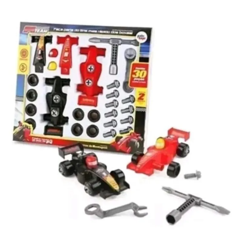 Kit 2 Carrinho Brinquedo Corrida Fórmula 1 + Oficina