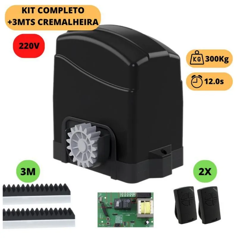 Kit Motor Para Portão Deslizante Eletrônico Automático 300kg