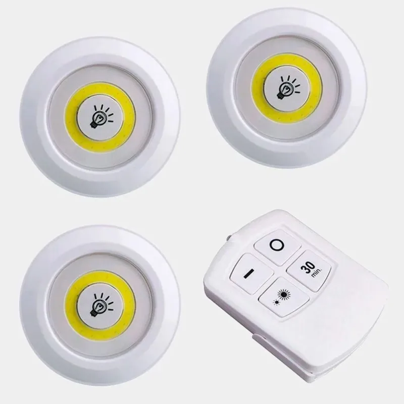 Kit 3 Lampada Luminaria Led Spot Sem Fio Controle Remoto - Não Disponível - Construção E Ferramentas
