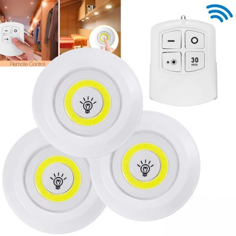 Kit 3 Lâmpadas Spot Led Sem Fio Luminária + Controle Remoto - Não Disponível - Construção E Ferramentas