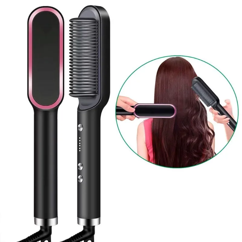 Escova 3 Em 1 Alisadora Elétrica Cabelo Liso Profissional