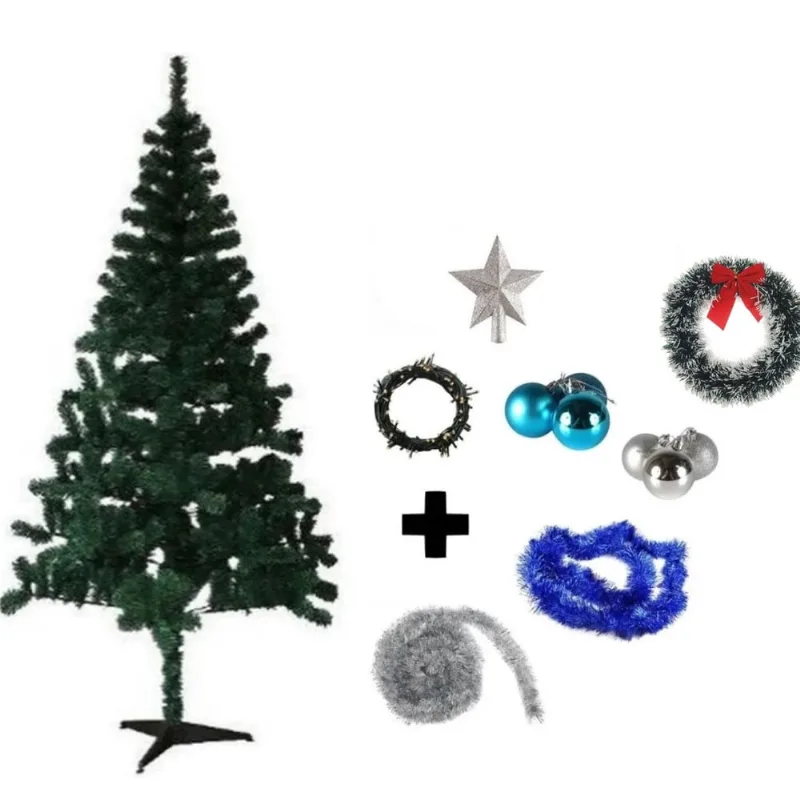 Árvore De Natal Verde Decorada 2,10 Cm 450 Galhos 9 Itens