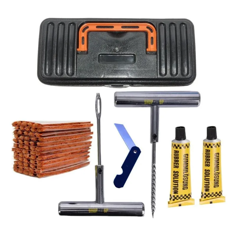 Kit Remendo Metal 60 Reparos + Maleta Macarrão Pneu Carro Mot