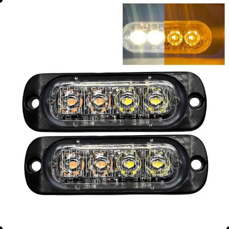 Tira Led Efeito Strobo Automotivo Para Viat Laranja Com Bran