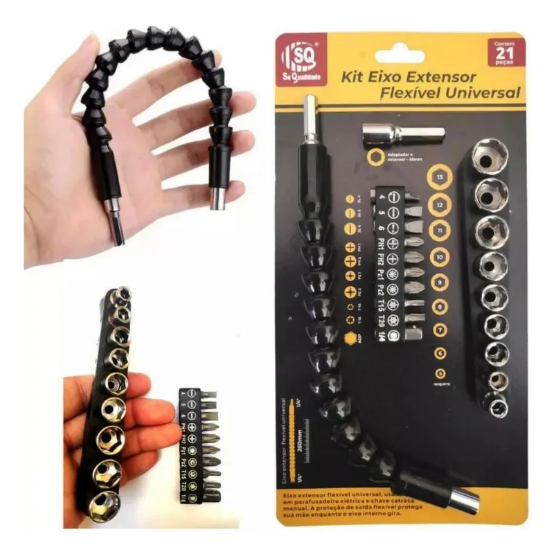 Kit Extensor Prolongador Flexivel Parafusadeira Universal