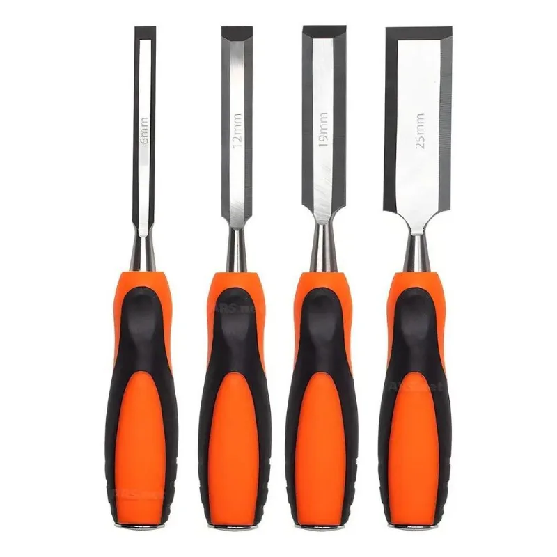 2x Jogo Kit 4 Peças Formão Profissional Para Entalhar Madeir