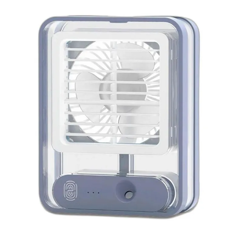 Mini Ventilador Ar Gelado Umidificador Luz Led Portatil