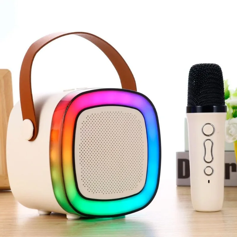 Caixa de Som Karaoke Bluetooth com Microfone Sem Fio e LED RGB