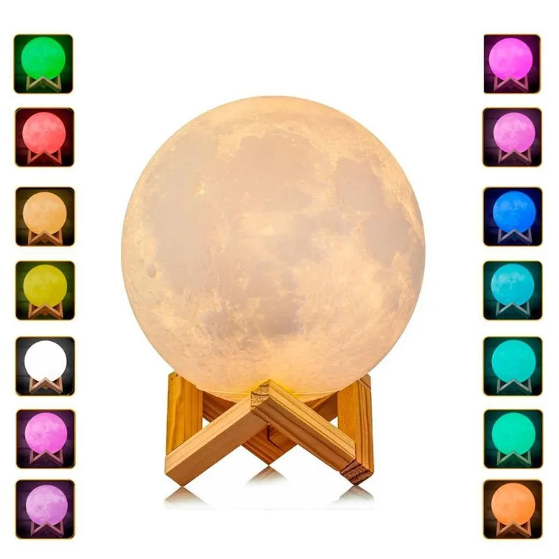 Umidificador Aromatizador Lua Cheia 3D Luminária Led