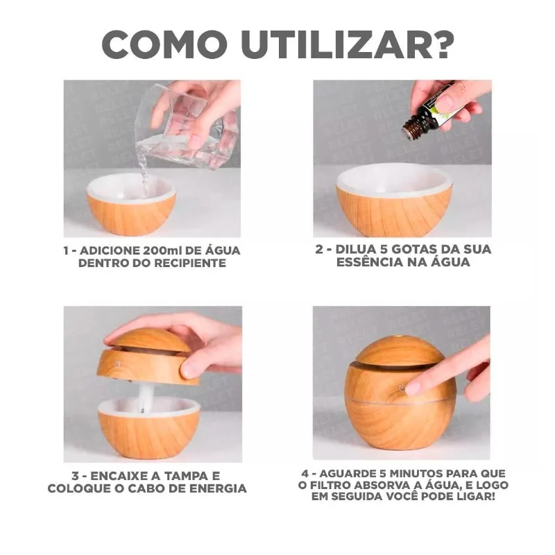 Umidificador Difusor De Aromas Cores Que Cativam Com Led