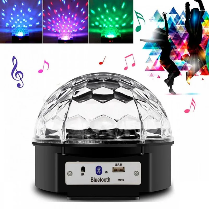 Bola De Balada Festa Colorida Com Controle Rotativa Usb