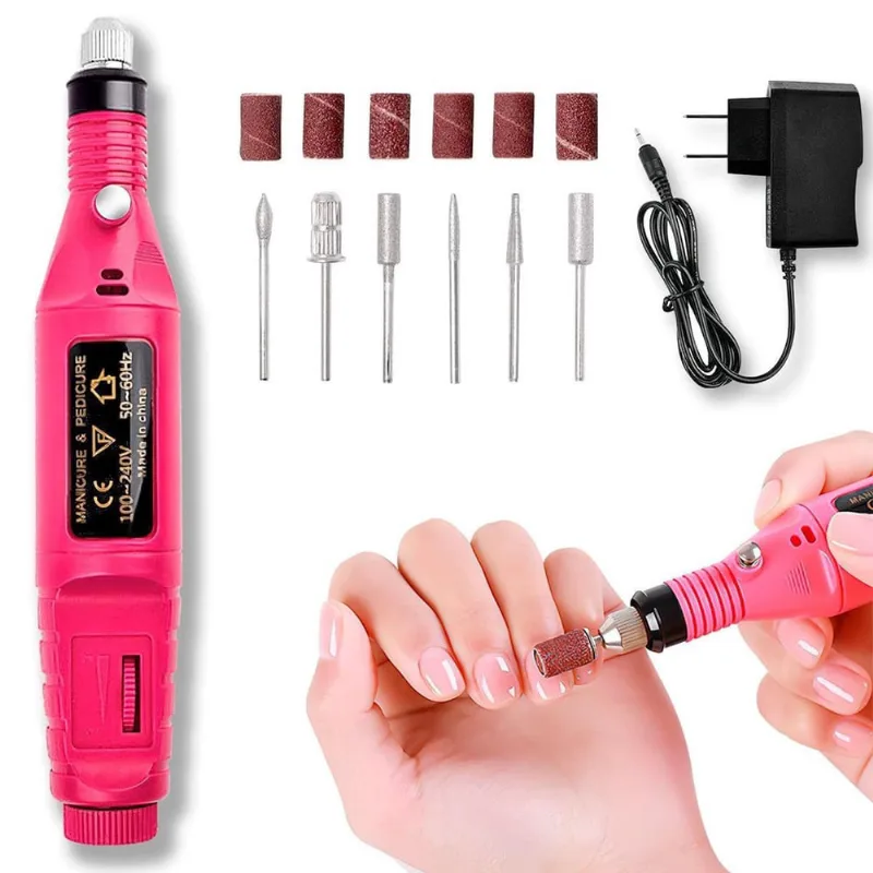 Mini Motor Rosa Profissional Lixar Unhas De Gel E Acrigel