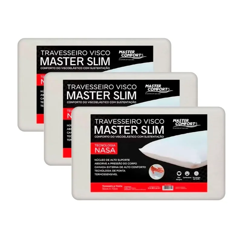 Kit 3 Travesseiros Da Nasa 3d Espuma Viscoelástico