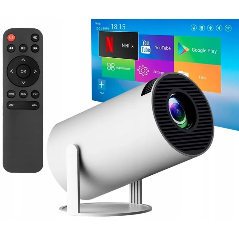Projetor 1080P Branco Wifi Portátil Bivolt Hdmi Bluetooth