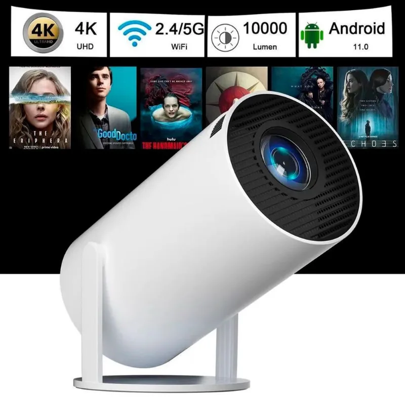 Projetor Portátil Wifi Hd Branco Suporta 4K Bivolt