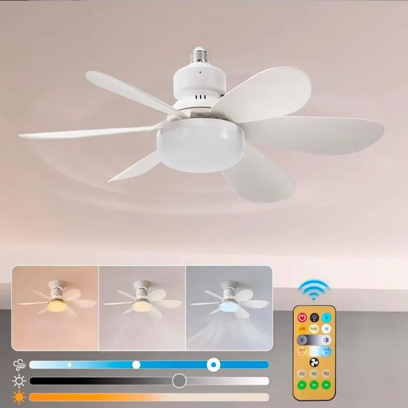 Ventilador De Teto Potente Controle Remoto Lâmpada E 6 Pás