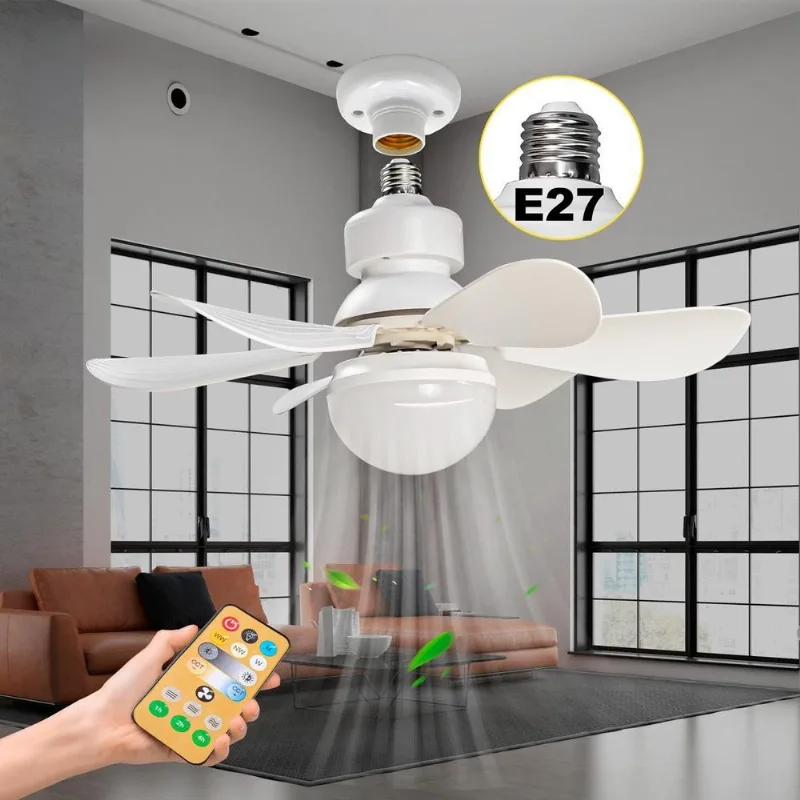 Ventilador Teto Potente Silencioso Controle Lâmpada E 6 Pás