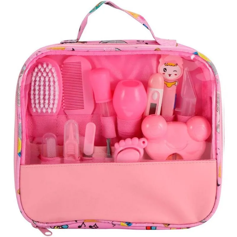 Kit Higiene Infantil Rosa Bolsa Termômetro Digital Escova