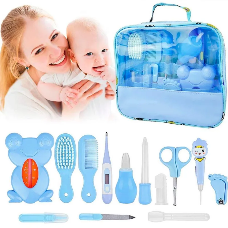 Kit Higiene Infantil Azul Bolsa Pente Escova Termômetro