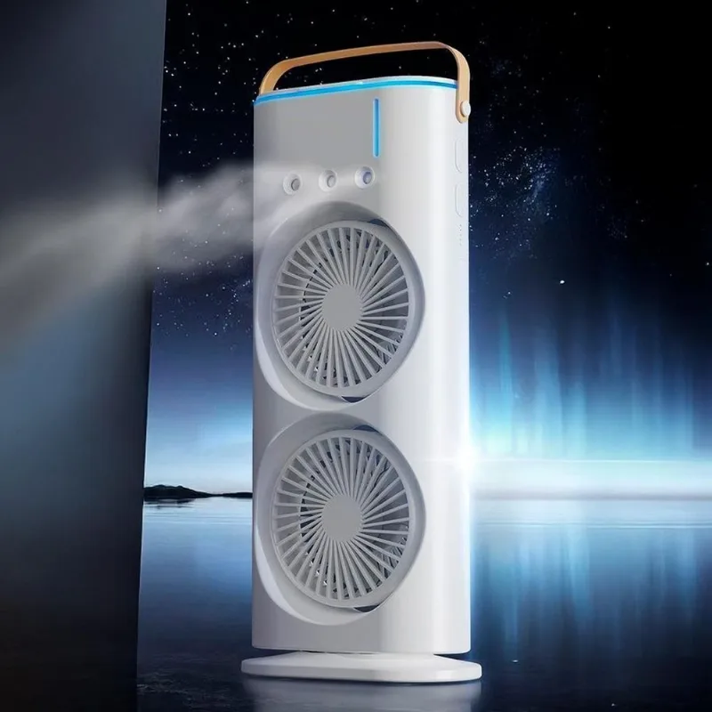 Ventilador Usb Potente Torre Duplo Mesa Led Umidifica