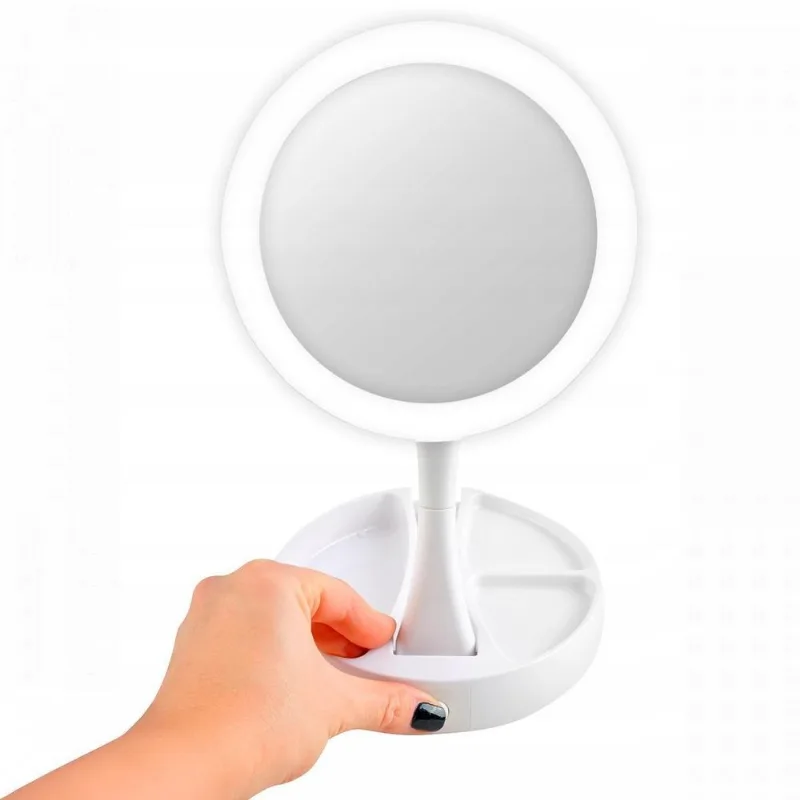 Espelho Iluminado Led Dobrável Portátil Perfeito Maquiagem