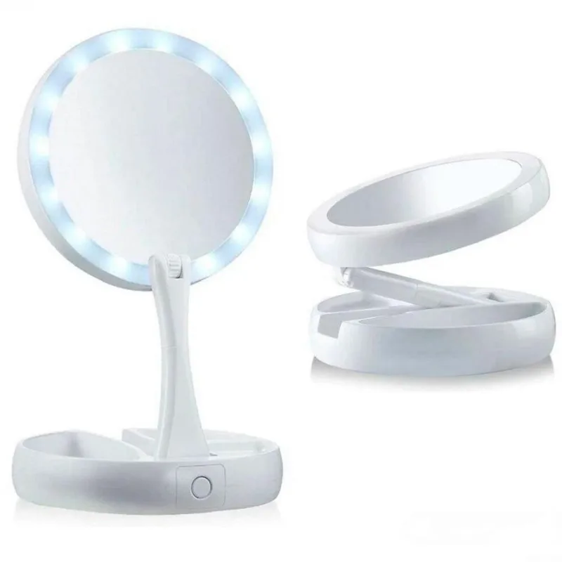 Espelho Led Iluminado Zoom 10X Portátil Perfeito Maquiagem