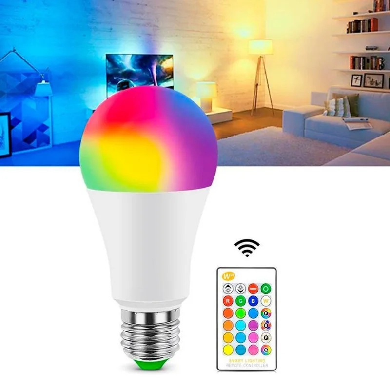 Lâmpada Rgb Inteligente Luz Colorida Com Controle Remoto