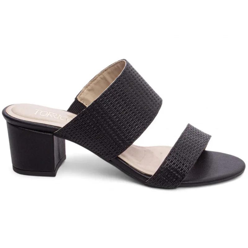 Tamanco Feminino Sandália Salto Médio Baixo Bloco Grosso 5cm Preta Torricella