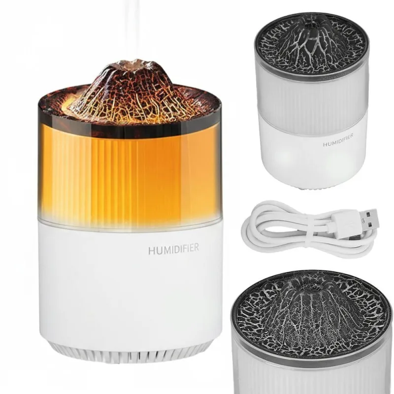 Umidificador Vulcão BSL3890 Economia Solar 0,2L com LED para Sala e Quarto Branco 110V - Economia Solar