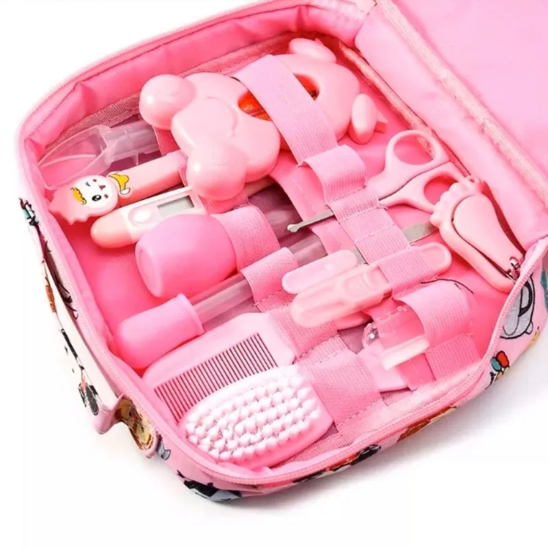 Kit Higiene Infantil Rosa Pente Tesoura Escova Bolsa