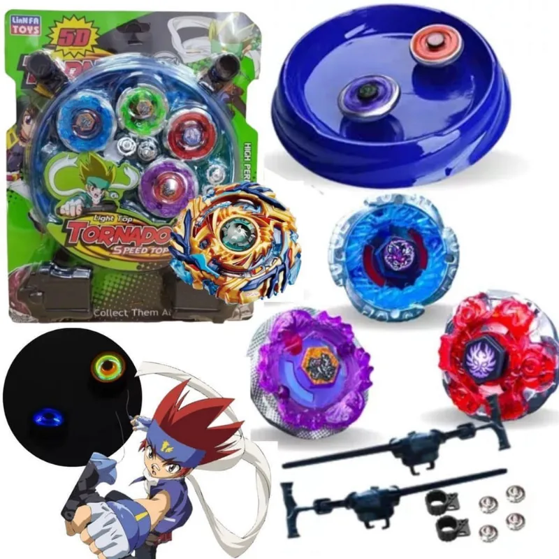 : 4 Beyblades De Metal Com Arena Para Crianças