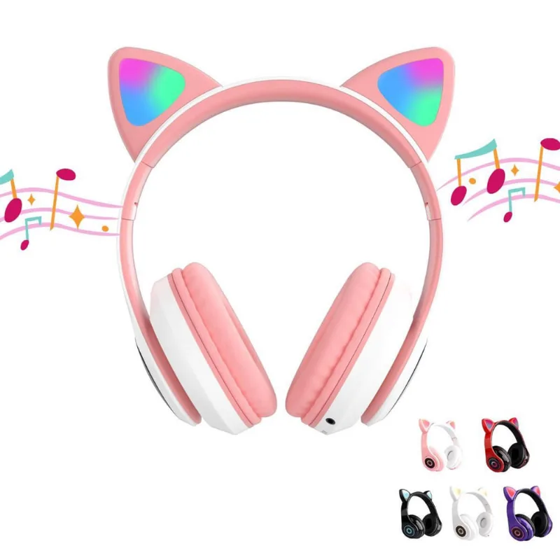 Fone De Ouvido Bluetooth Orelha De Gatinho Led Sem Fio