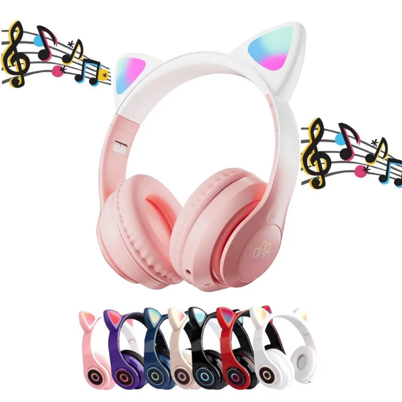 Fone Bluetooth Infantil Com Led E Orelha De Gatinho