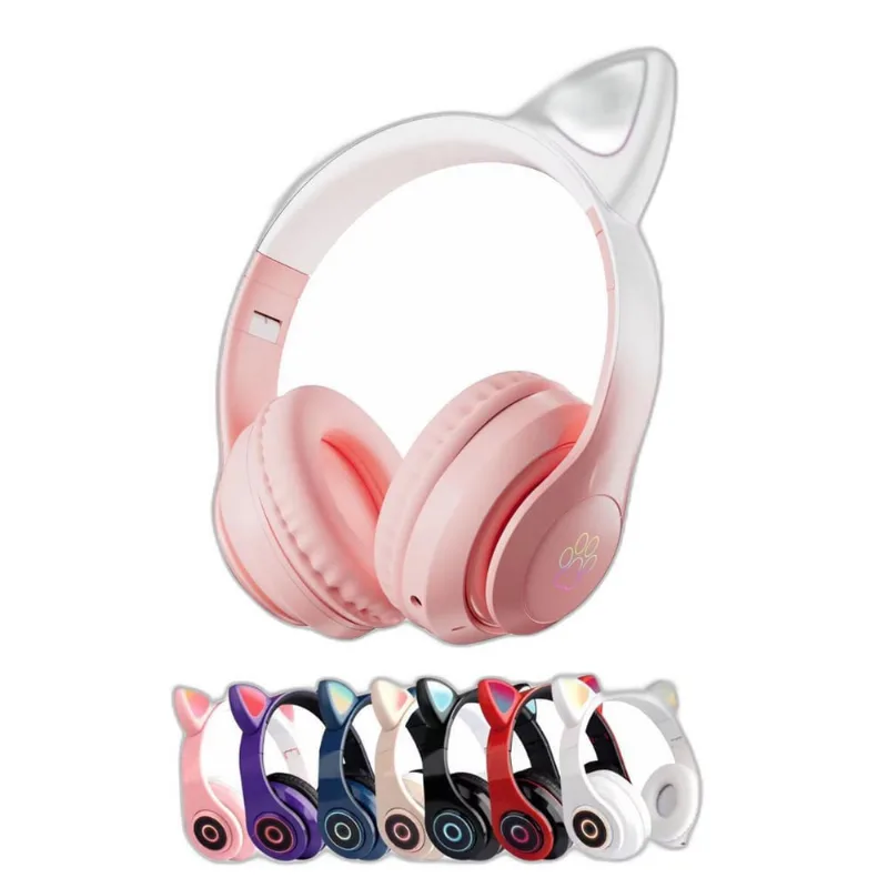 Fone Bluetooth Gatinho Com Led Para Crianças Meninas